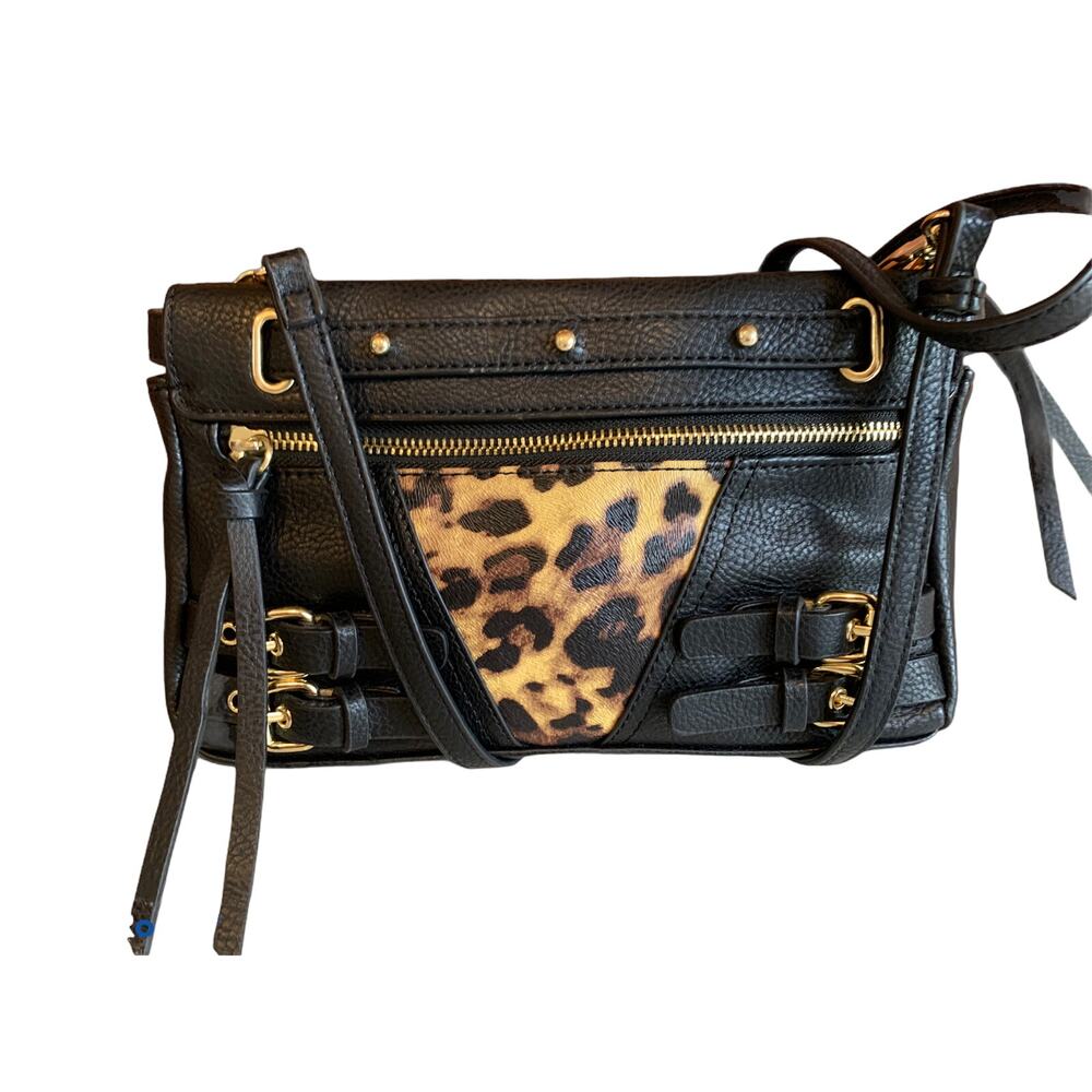 Joes Jeans Leopard Animal Print Crossbody Bag Buckle Detail